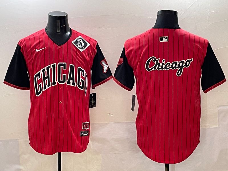 Men Chicago White Sox Blank Red Stripe Joint Name 2025 Nike MLB Jersey style 7